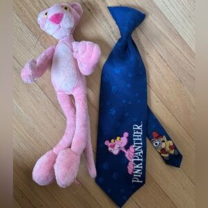 Pink Panther plush poseable MGM & kids polyester clip on tie 16”